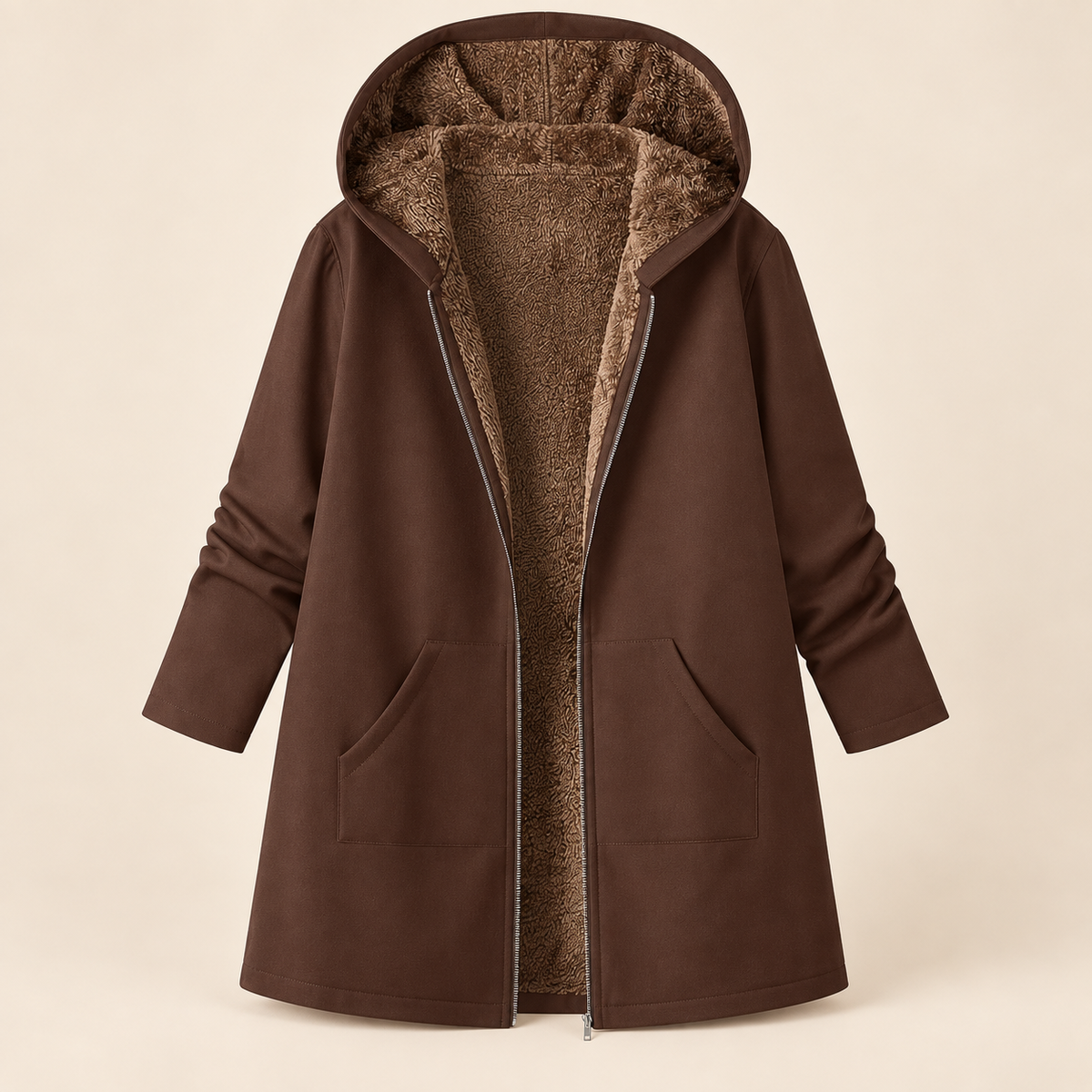 Evelyn - Cozy Sherpa-Lined Hooded Coat