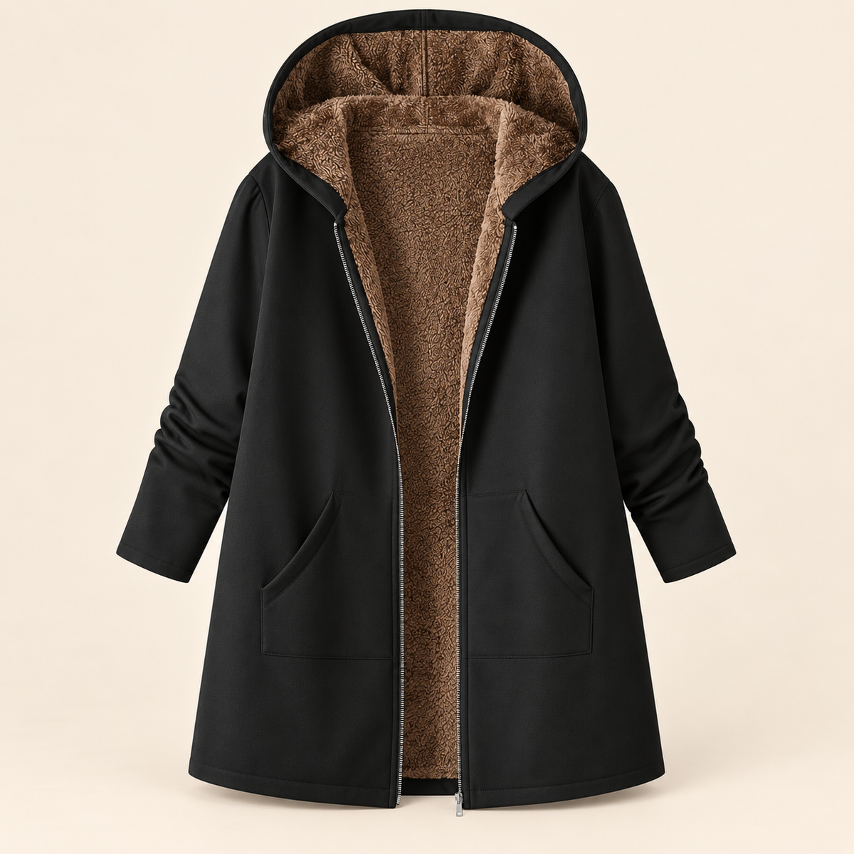 Evelyn - Cozy Sherpa-Lined Hooded Coat