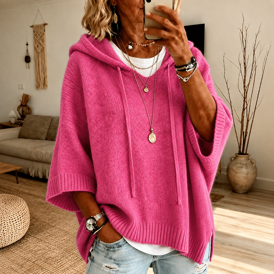 Annette - Pink Poncho Sweater