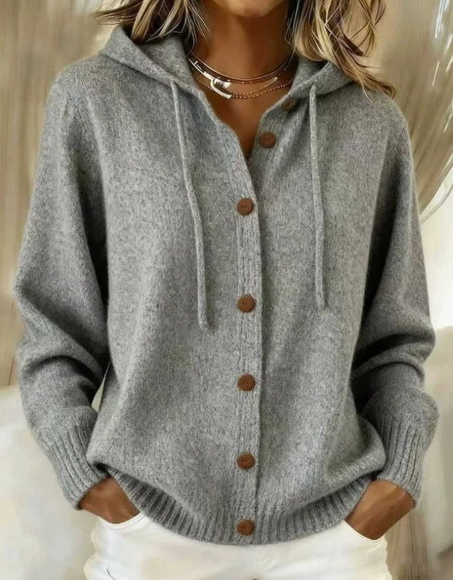 Blythe - Elegant Button Hooded Sweater
