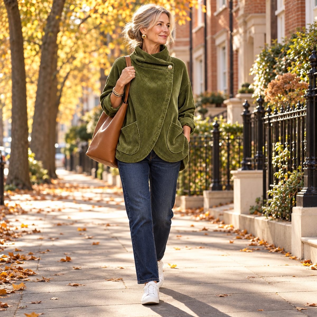 Darla - Corduroy High-Neck Wrap Top