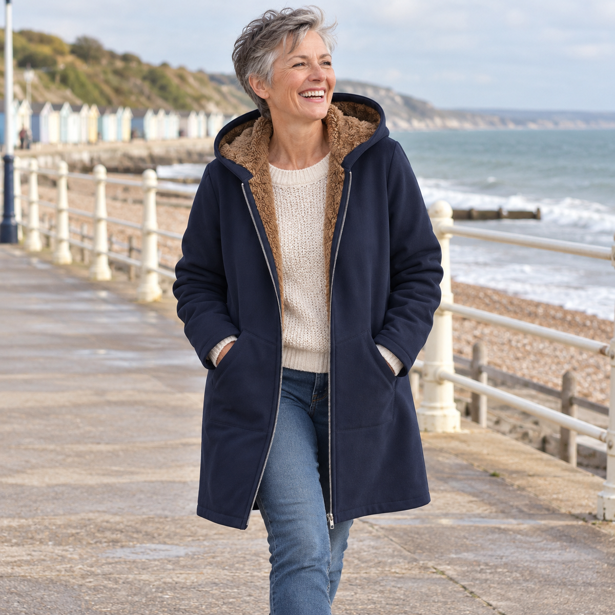 Evelyn - Cozy Sherpa-Lined Hooded Coat