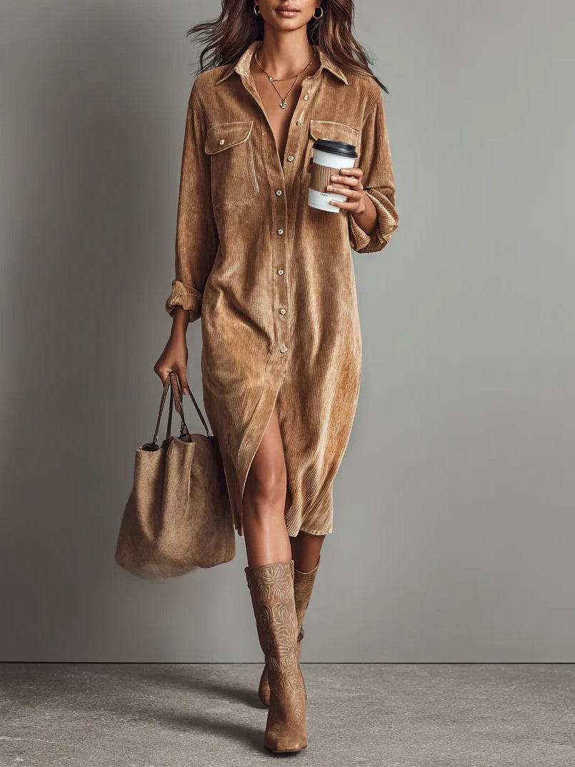 Estela - Midi Corduroy Dress