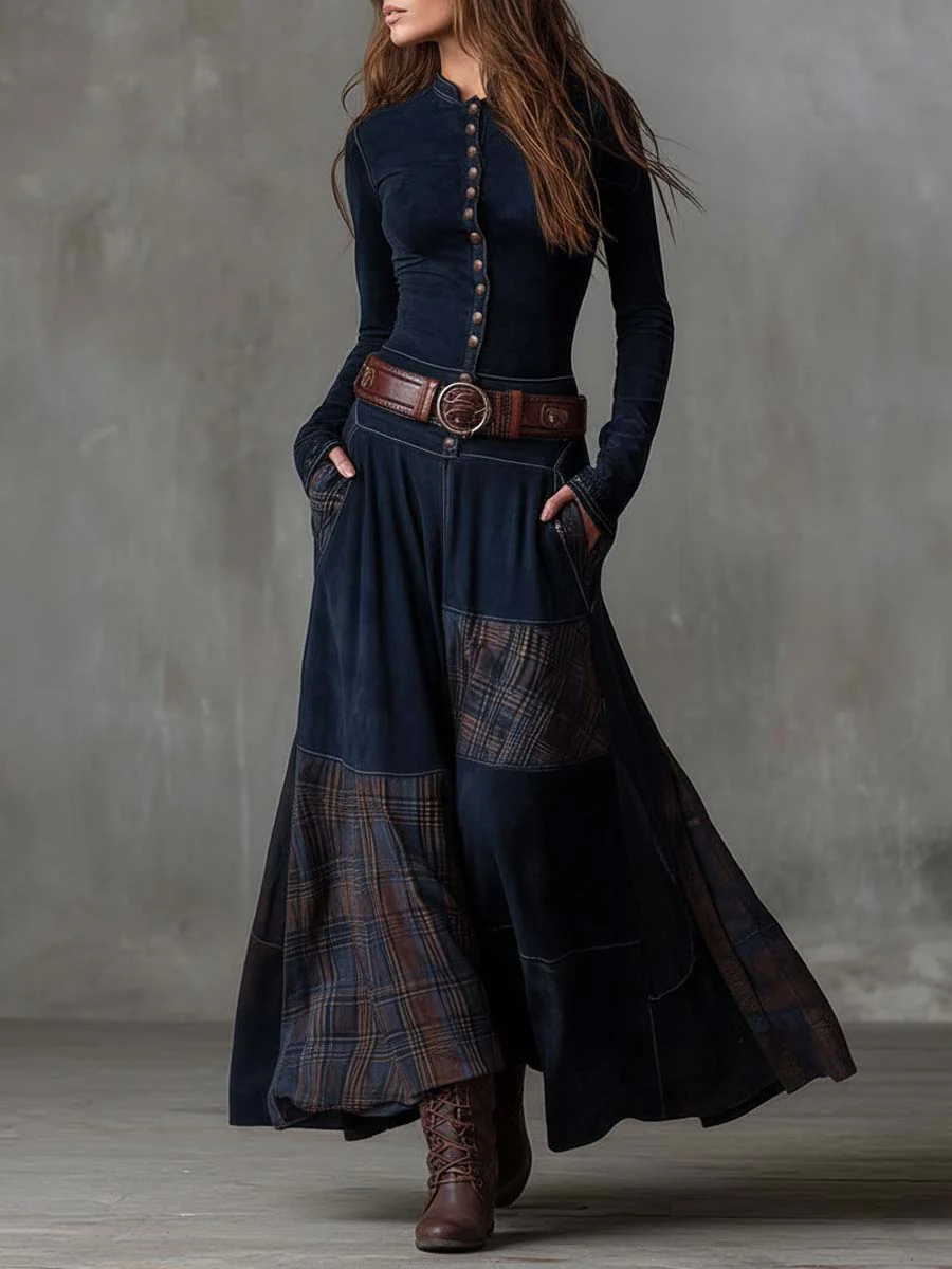 Elisa - Maxi Suede Dress with Belt