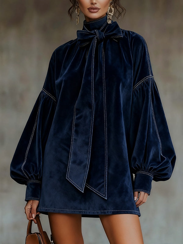 Trinidad - Mini Velvet Dress with Bow