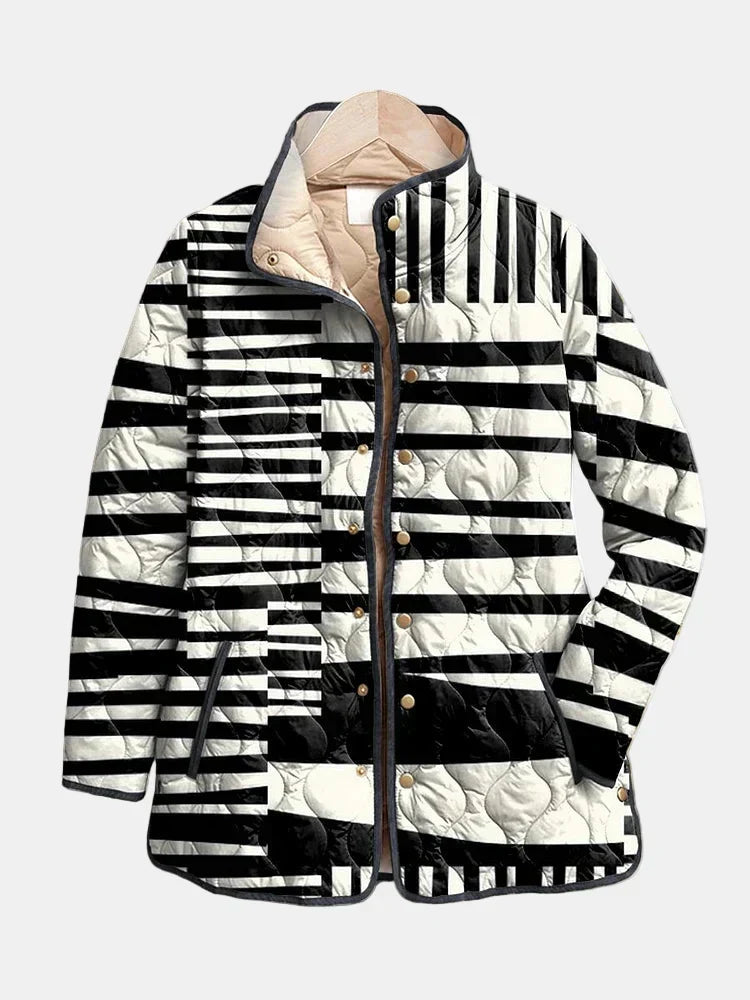 Miren - Black and White Abstract Quilted Jacket