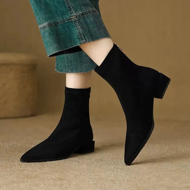 Delphine - Suede Pointed-Toe Ankle Boots