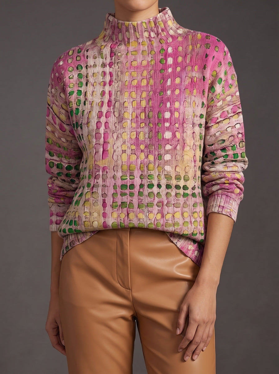Laura - Orchid Dot Lattice Turtleneck