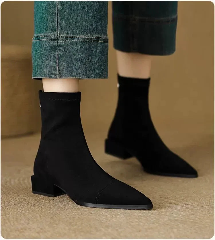 Delphine - Suede Pointed-Toe Ankle Boots