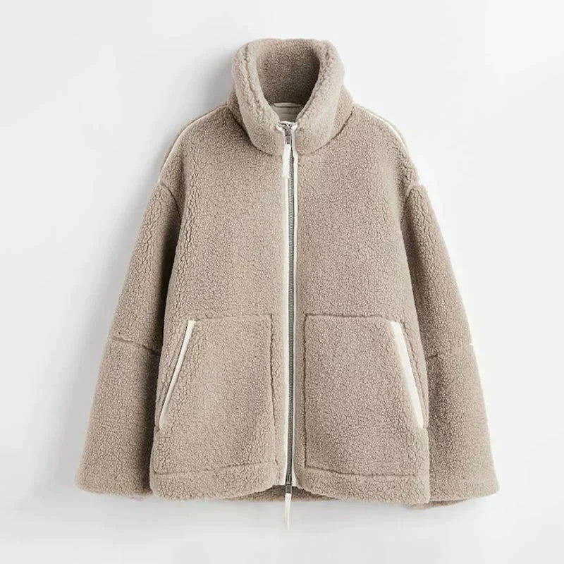 Nadia | Women's Oversized High Collar Teddy Jacket