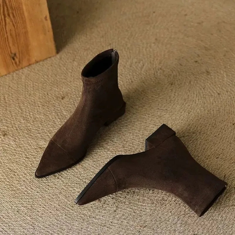 Delphine - Suede Pointed-Toe Ankle Boots