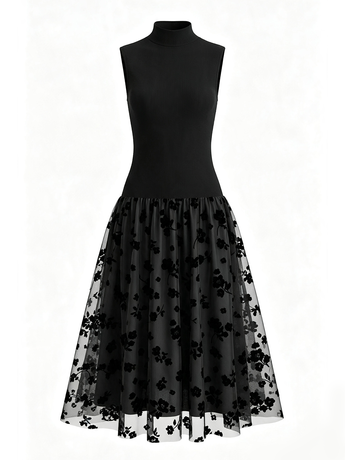 Addie - Flocked Knit A-Line Maxi Dress