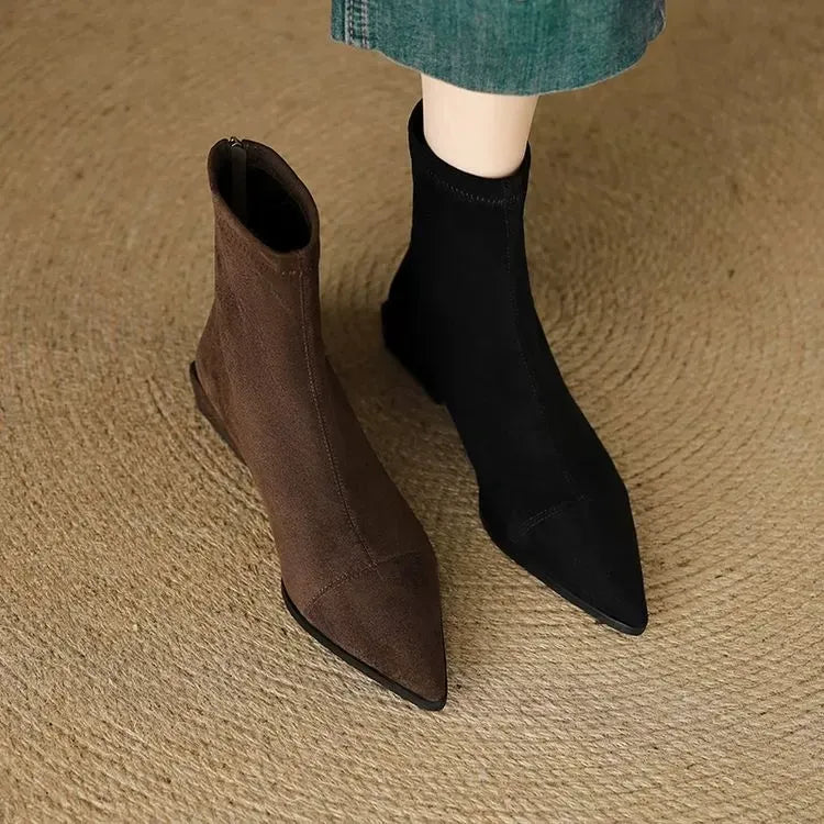 Delphine - Suede Pointed-Toe Ankle Boots