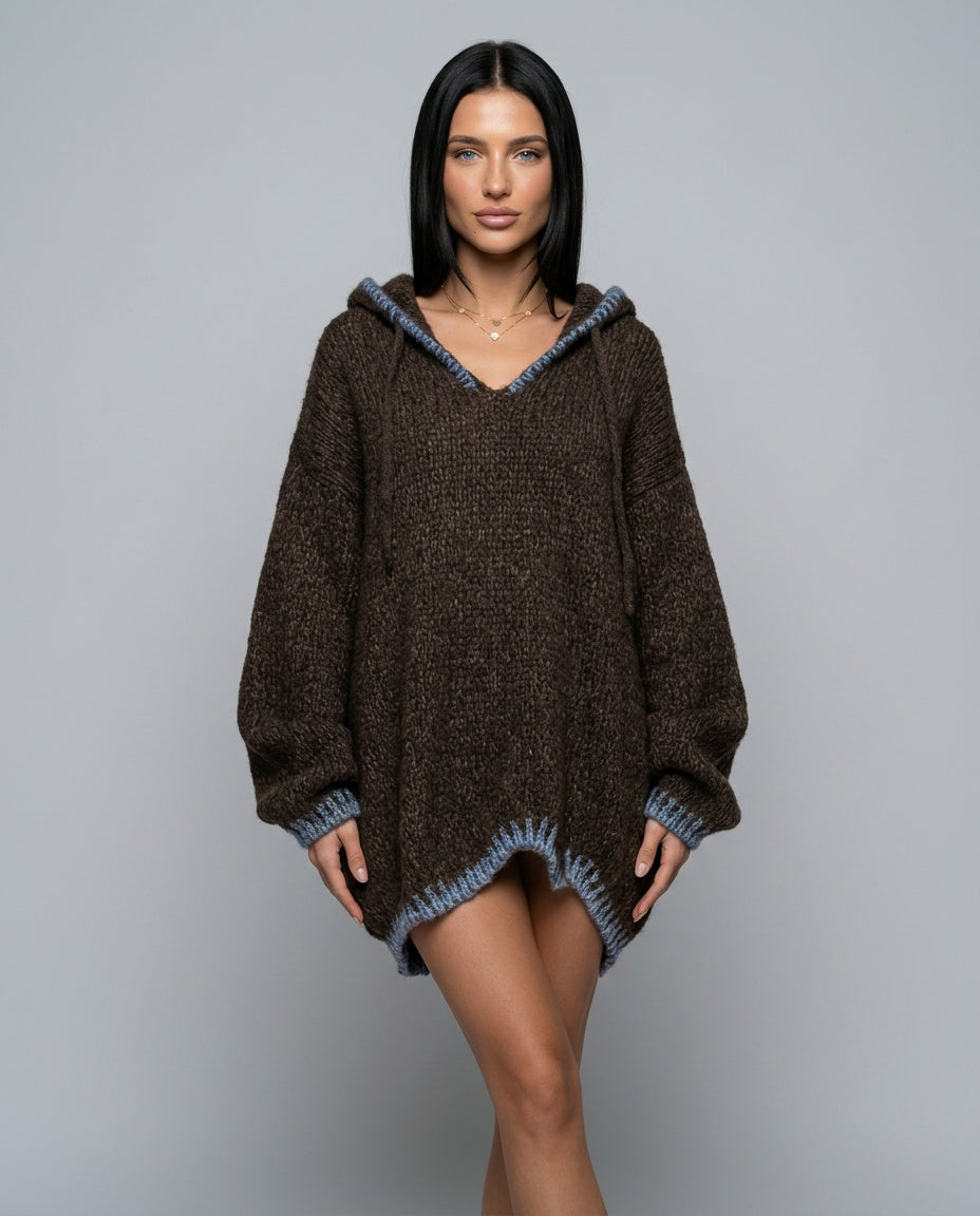 Maddie - Oversized Hooded Knit Dress