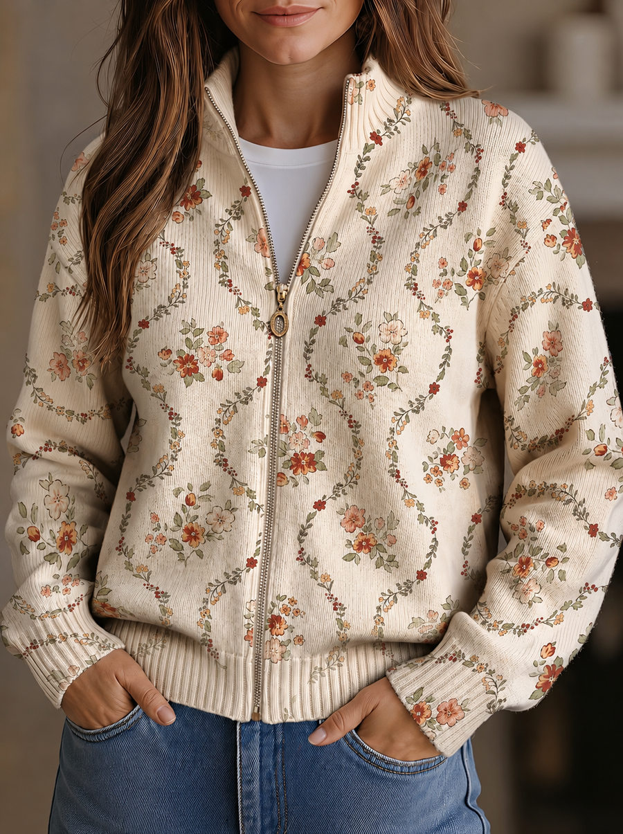 Persephone - Delicate Floral Vine Cream Print