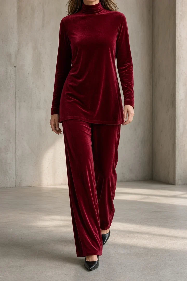 Lynette - Velvet Turtleneck Pant Set