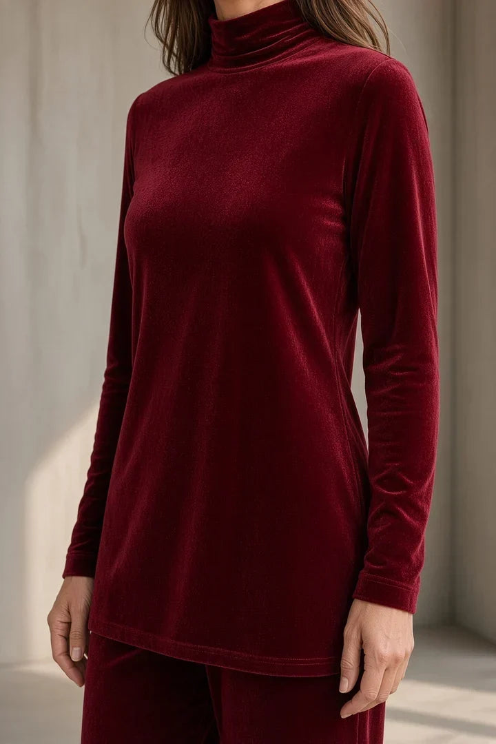 Lynette - Velvet Turtleneck Pant Set