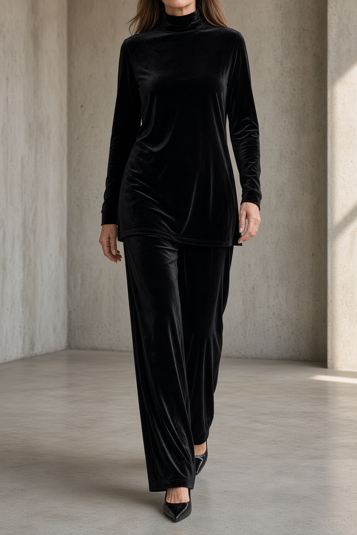 Lynette - Velvet Turtleneck Pant Set