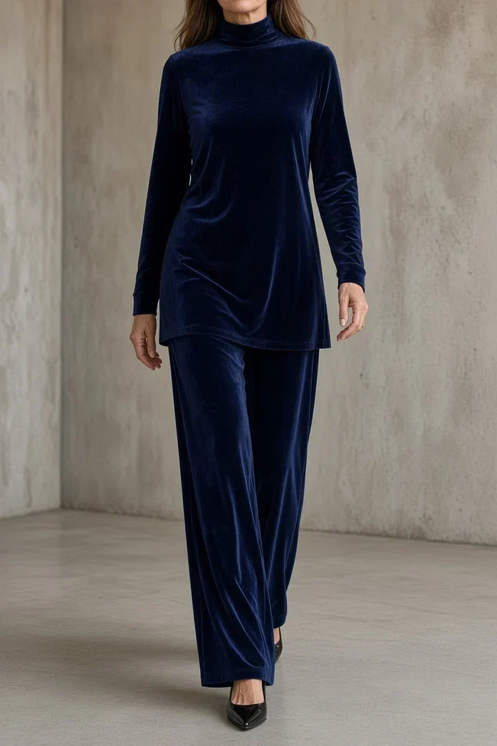 Lynette - Velvet Turtleneck Pant Set