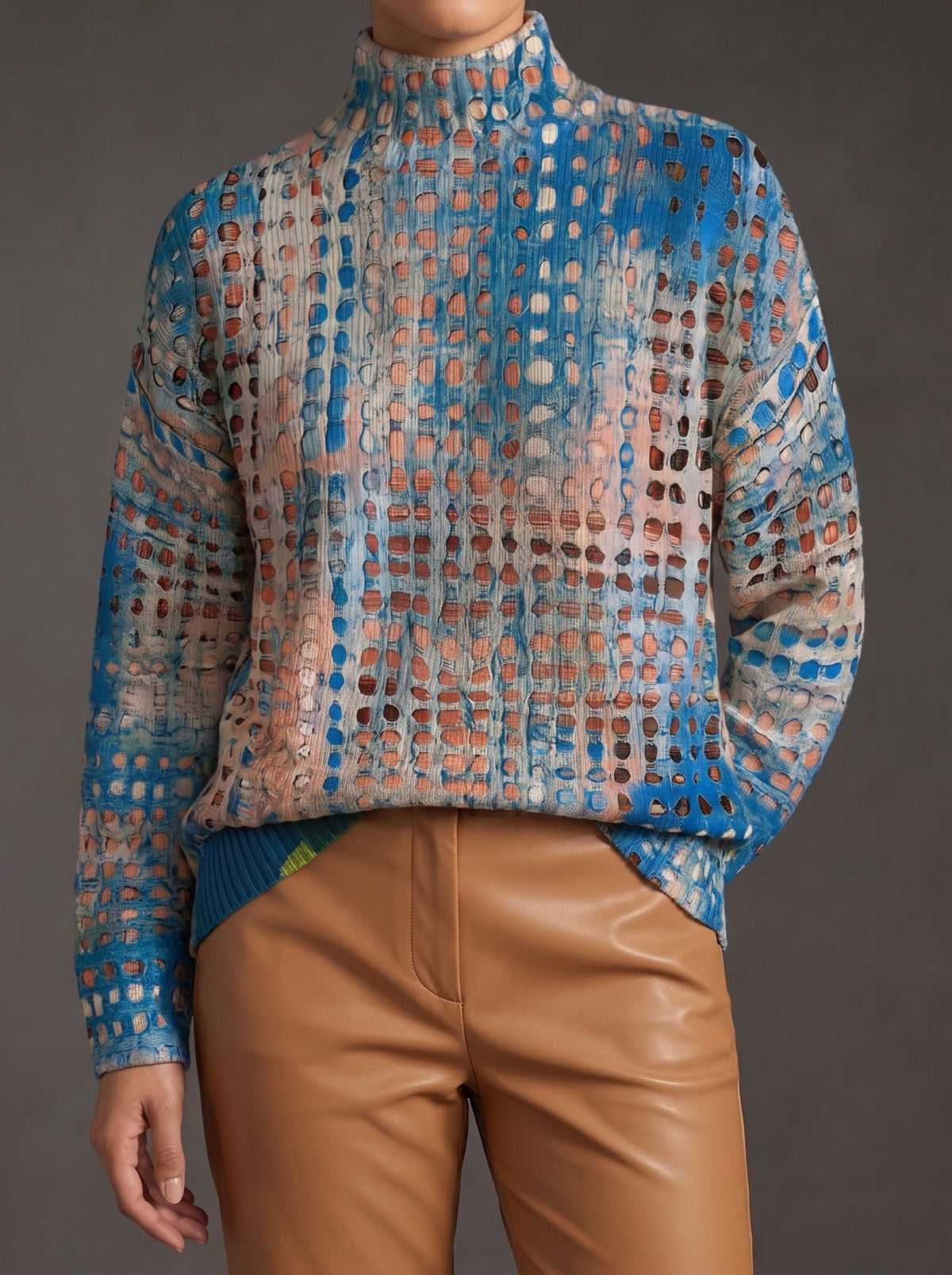 Havilah - Indigo Lattice Turtleneck