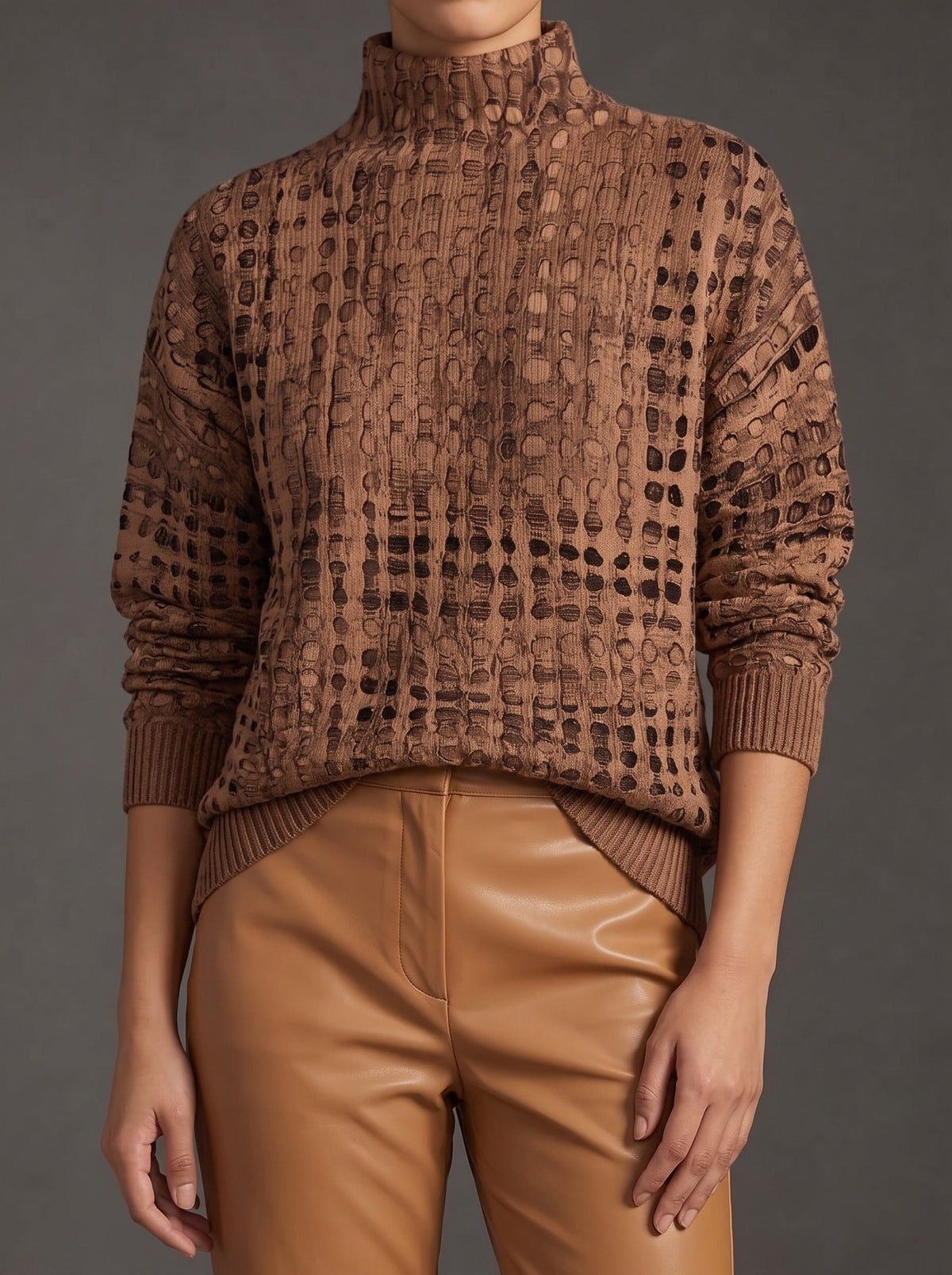 Marnie - Chestnut Lattice Turtleneck