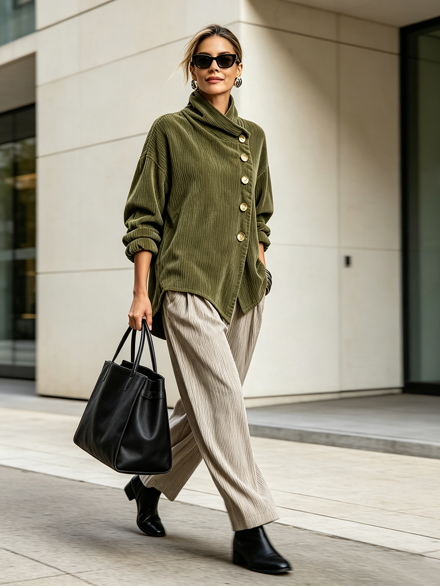Chic High Funnel-Neck Asymmetrical Top