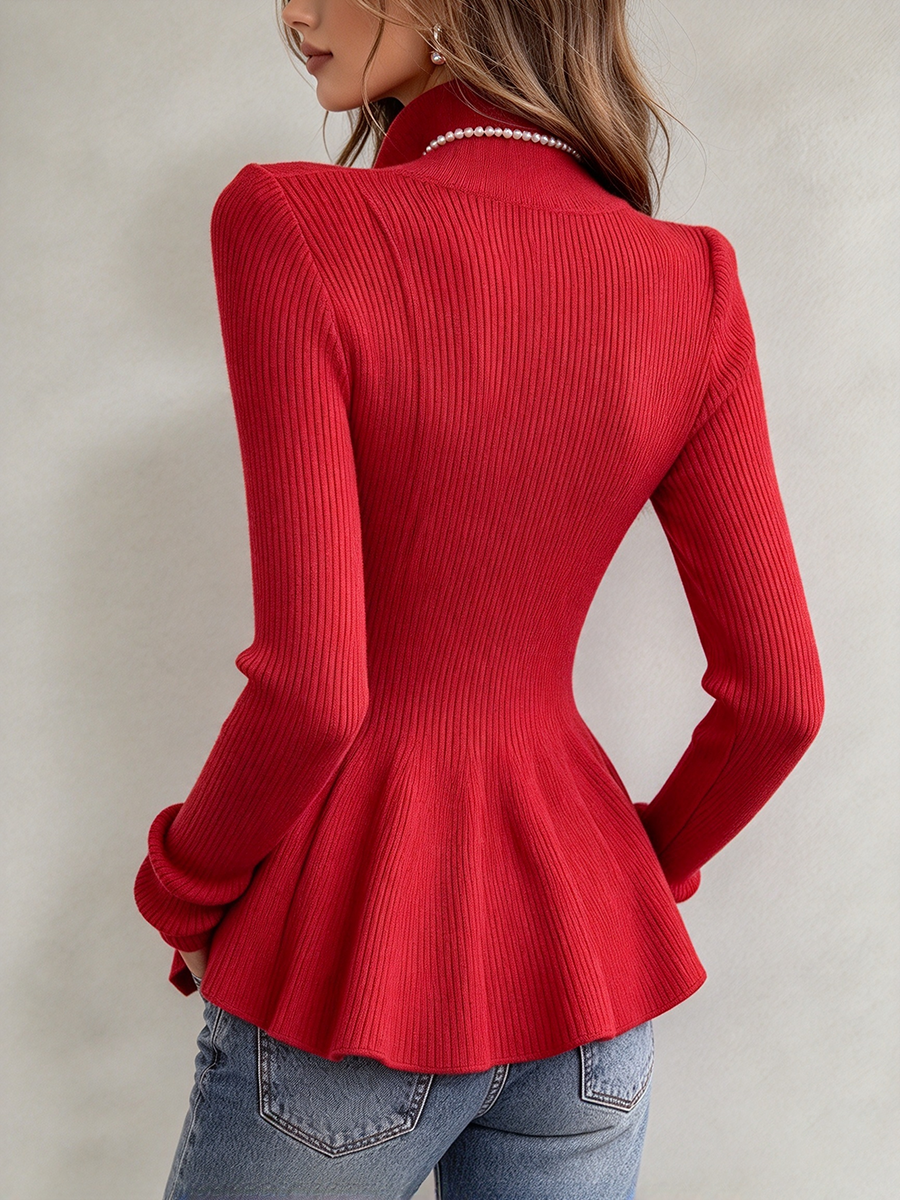 Carrie | Chic Elegant Asymmetrical Ribbed Peplum Top