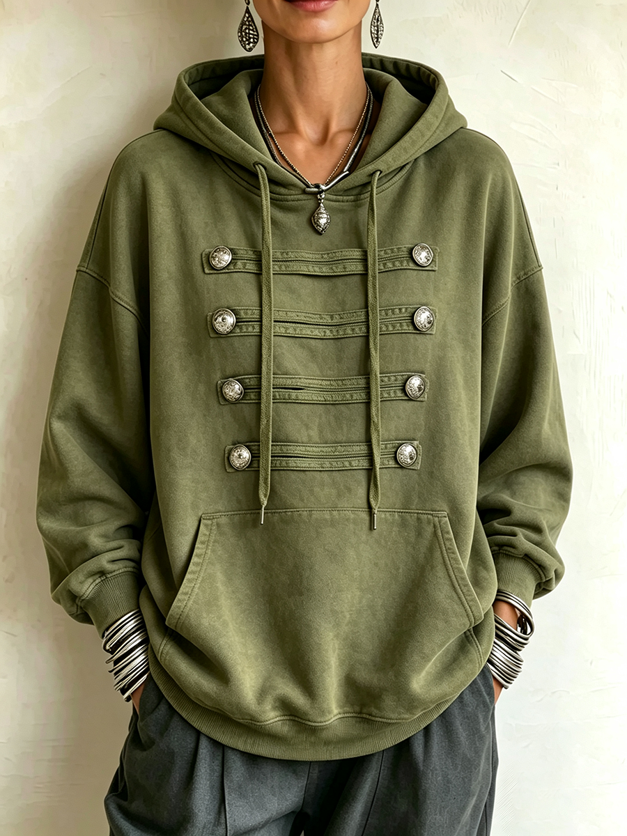 Claire | Military-chic Oversized Olive Green Hoodie