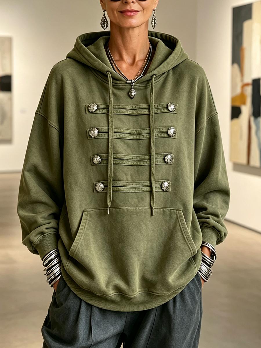 Claire | Military-chic Oversized Olive Green Hoodie