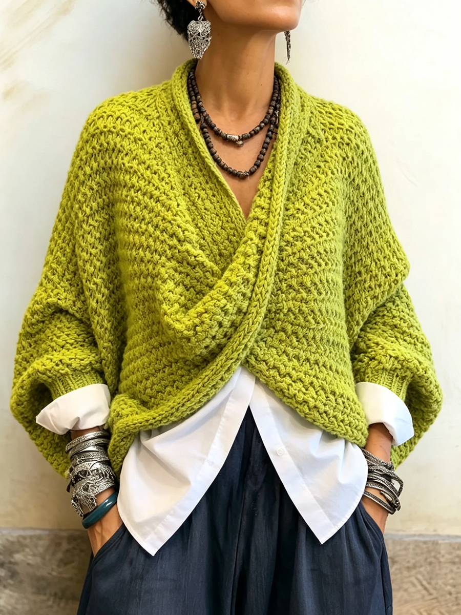 Teagan - Batwing Crossover Sweater