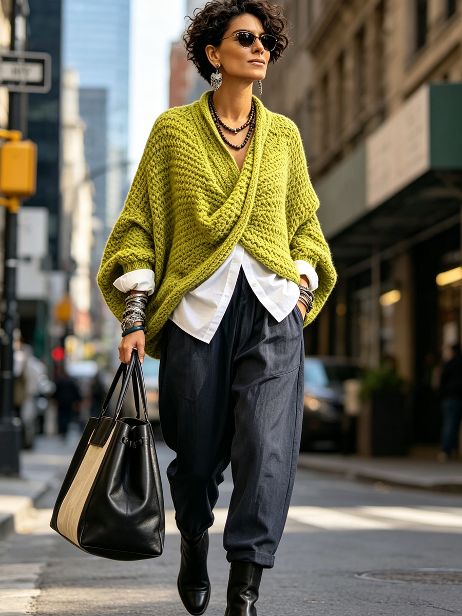 Teagan - Batwing Crossover Sweater