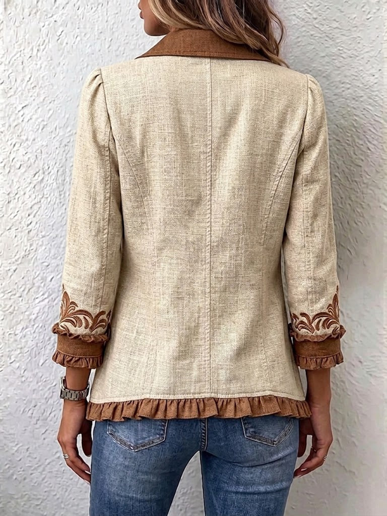Amy - Vintage Bohemian Floral Ruffled Jacket