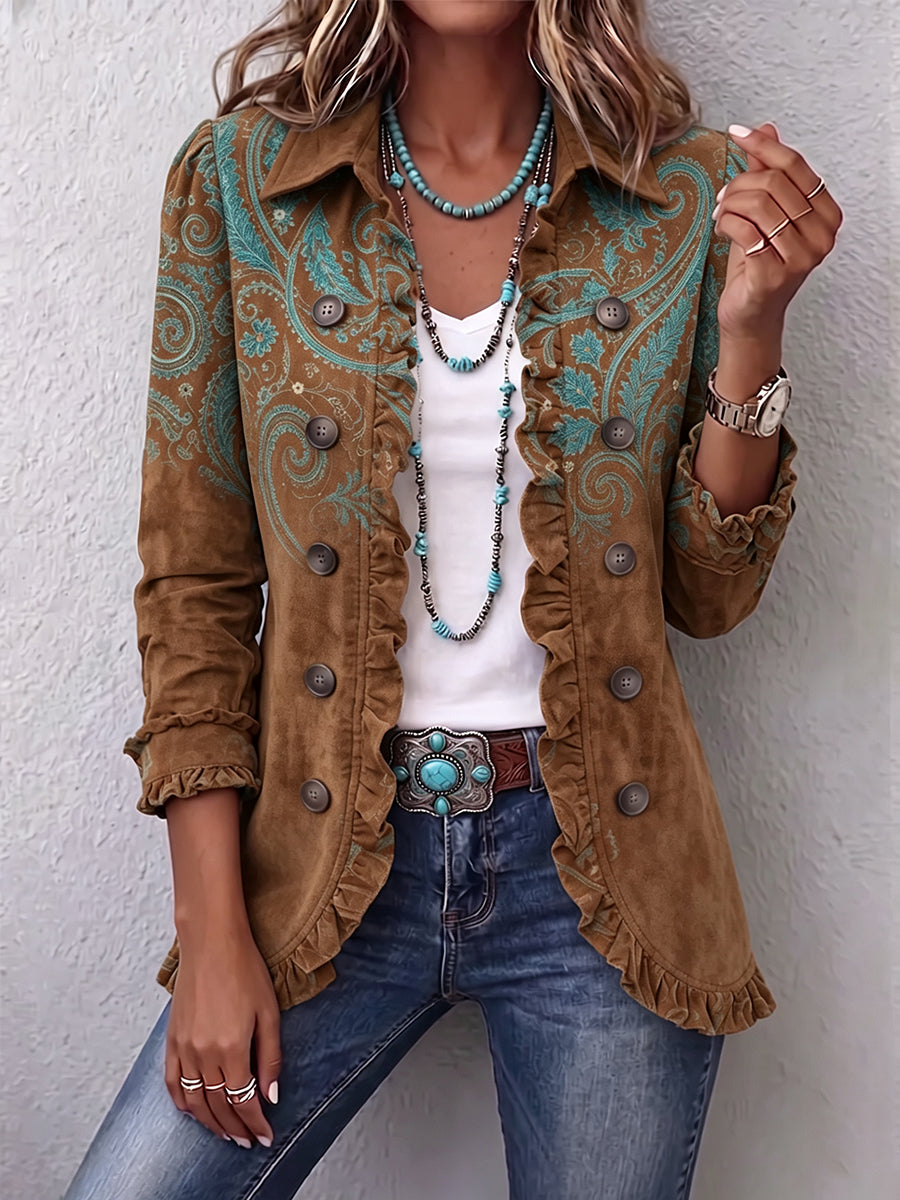 Heather - Paisley Print Ruffle Jacket