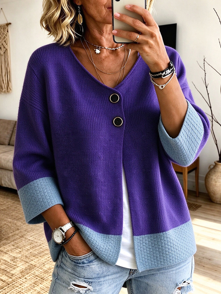 Doreen - Color-Block Knit Cardigan