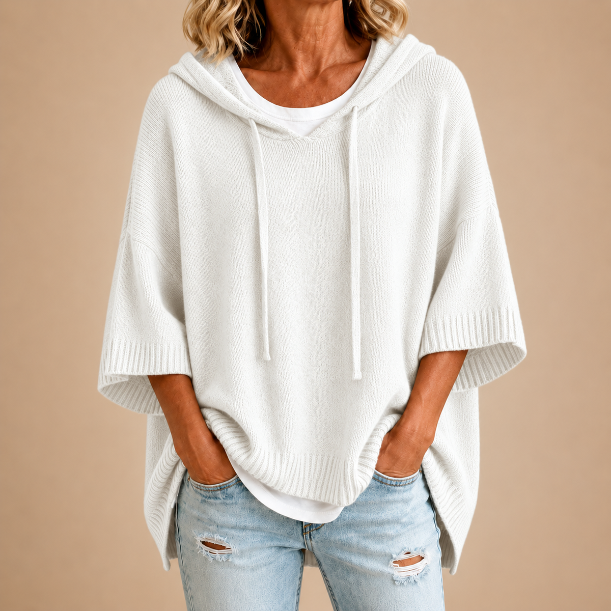 Evelyn - Hooded Knit Poncho