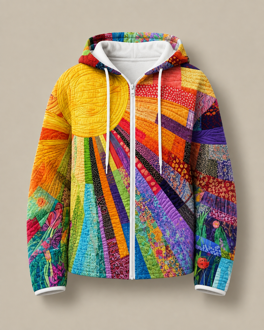 Phyllis - Sunburst Print Zip Hoodie