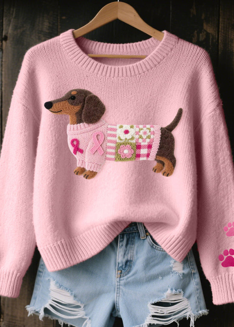 Chloe | Women's Embroidered Dachshund Knit Sweater