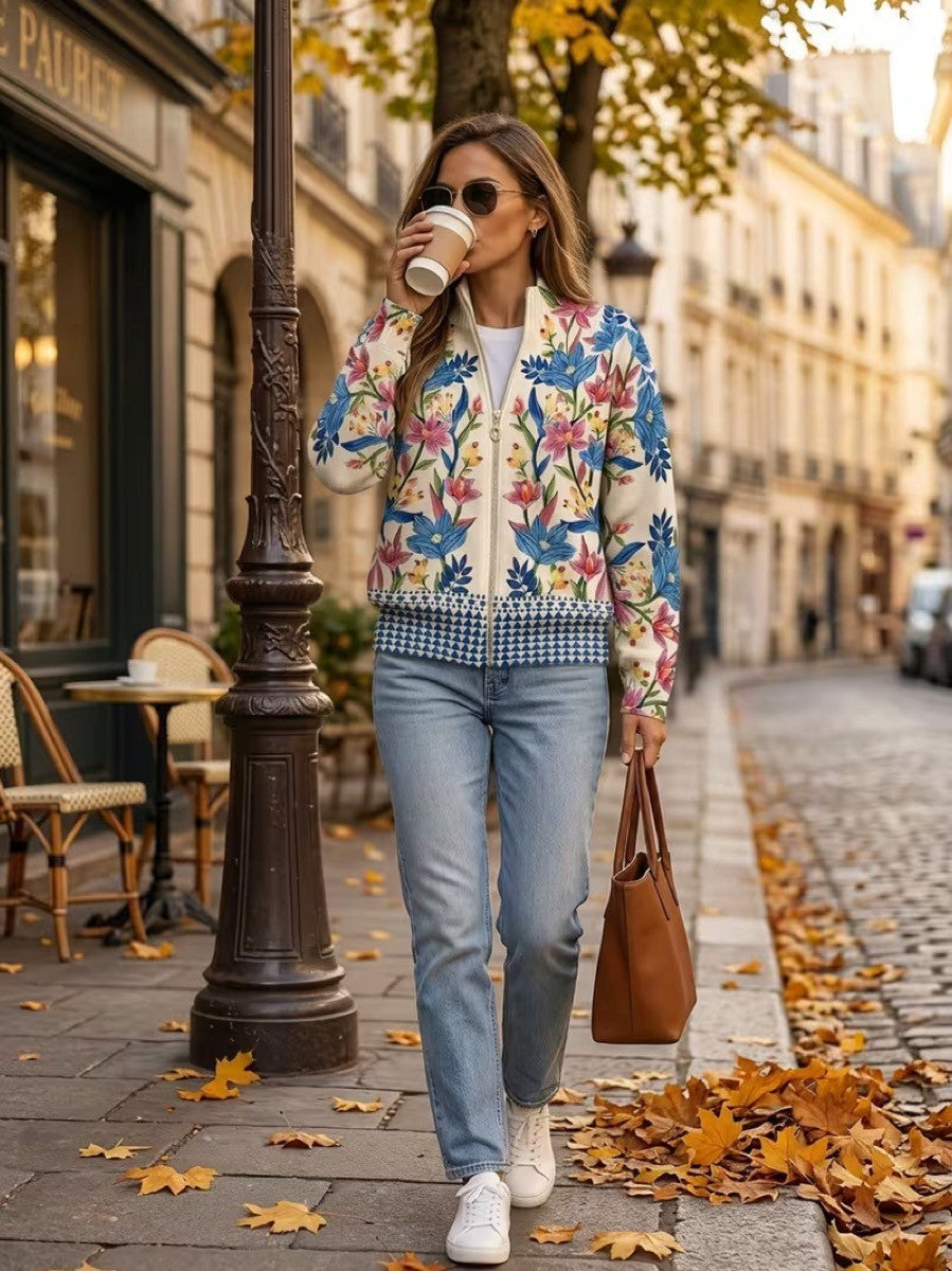 Tabitha - Botanical Garden Floral Zip Cardigan