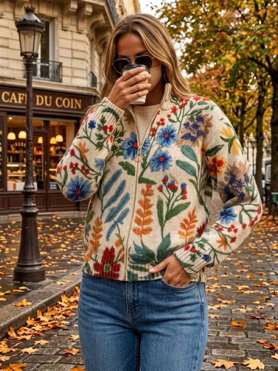 Tabitha - Botanical Garden Floral Zip Cardigan