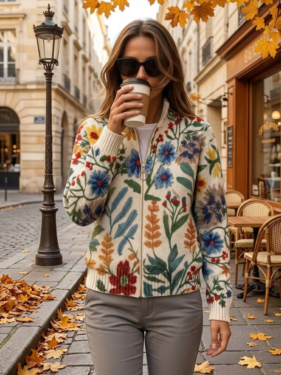 Tabitha - Botanical Garden Floral Zip Cardigan