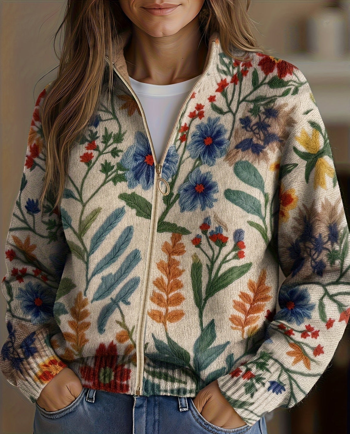 Tabitha - Botanical Garden Floral Zip Cardigan