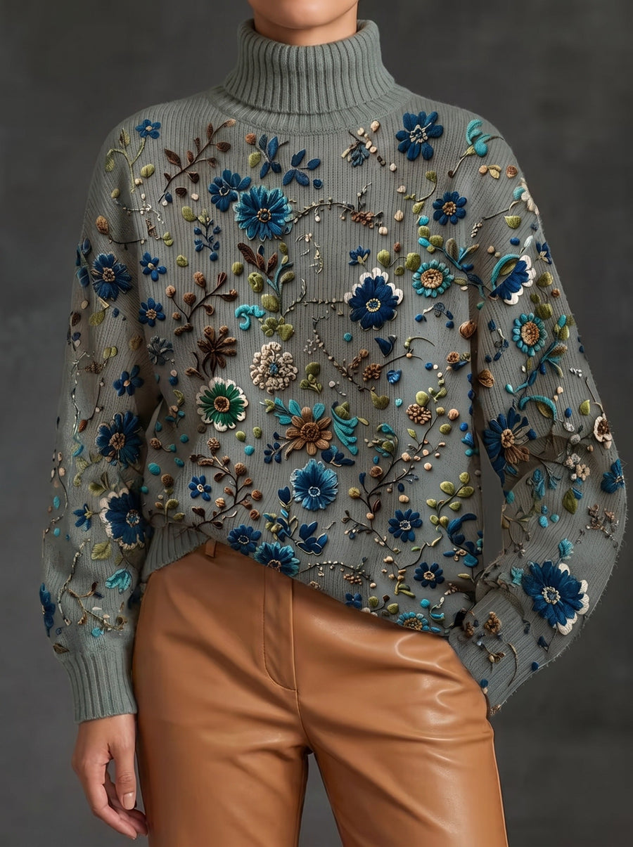 Thalassa - Sage Bloom Turtleneck