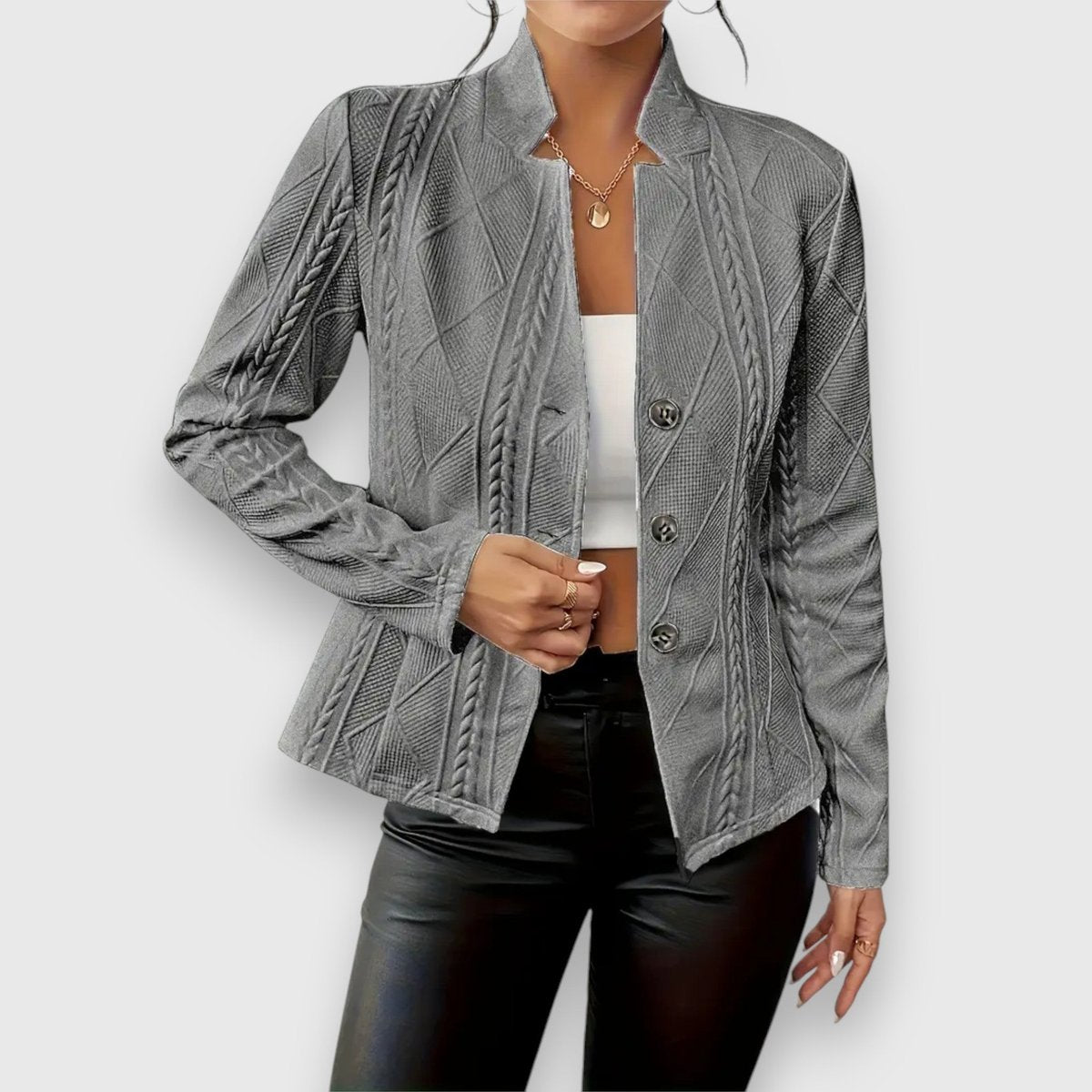 Loretta - Textured Button-Front Cardigan