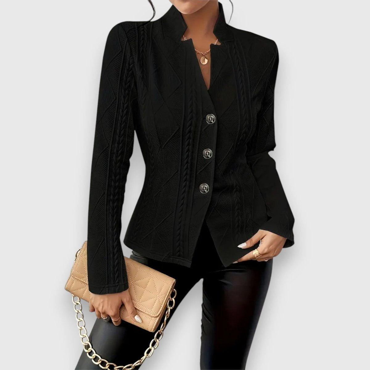 Loretta - Textured Button-Front Cardigan