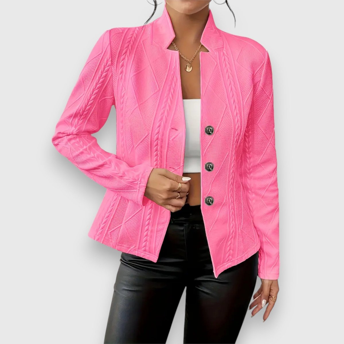 Loretta - Textured Button-Front Cardigan