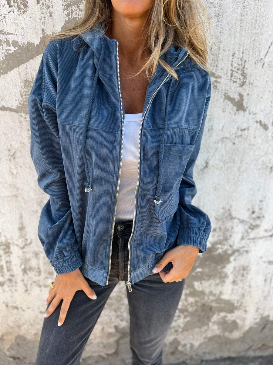 Lauren - Ribbed Zip-Up Hooded Jacket