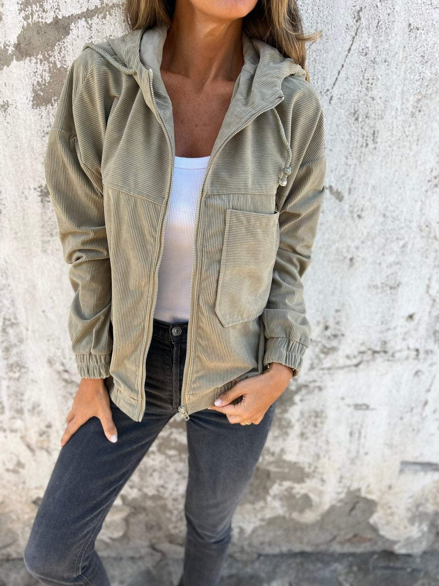 Lauren - Ribbed Zip-Up Hooded Jacket