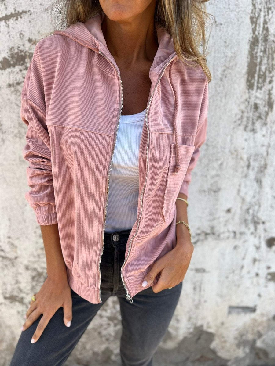 Lauren - Ribbed Zip-Up Hooded Jacket