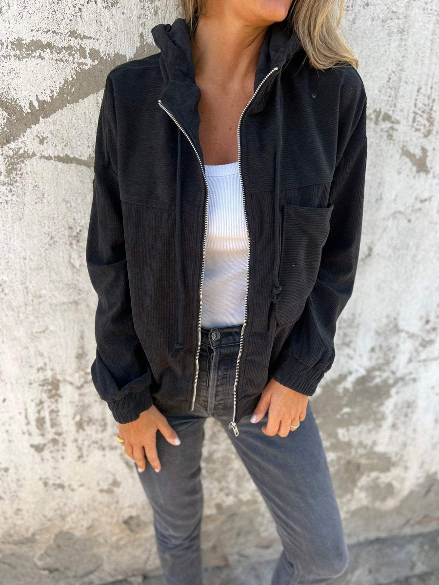Lauren - Ribbed Zip-Up Hooded Jacket