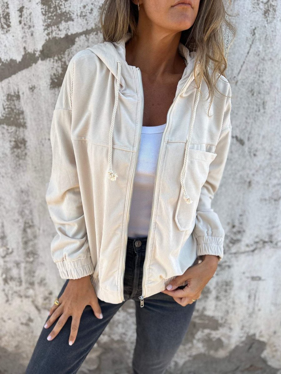Lauren - Ribbed Zip-Up Hooded Jacket